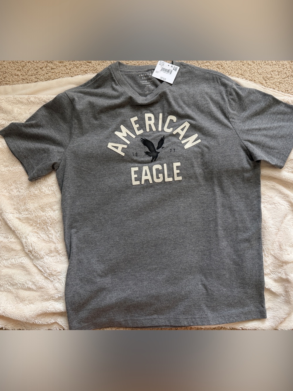 American Eagle Outfitters Gray Graphic Logo Tee